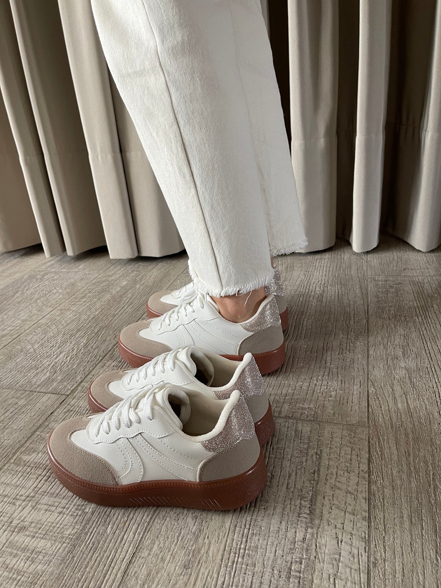TENIS BALI MARFIL x CHAMPAGNE BRILLO x TIERRA 3CM-✩‧₊˚plantilla memory confort🧽