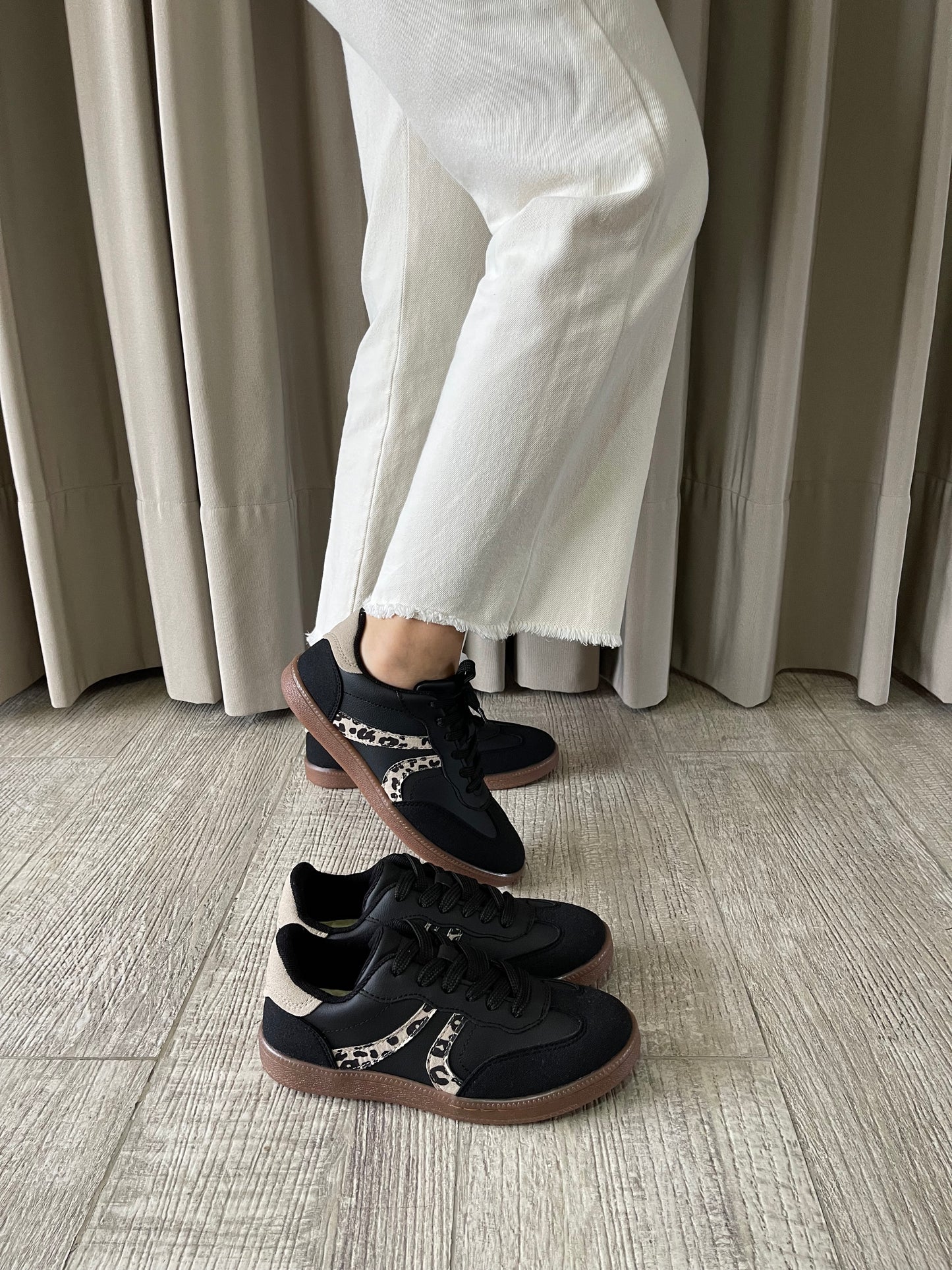 TENIS BALI NEGRO x ANIMAL PRINT LEOPARD✩‧₊˚🐆2CM - plantilla memory confort 🧽