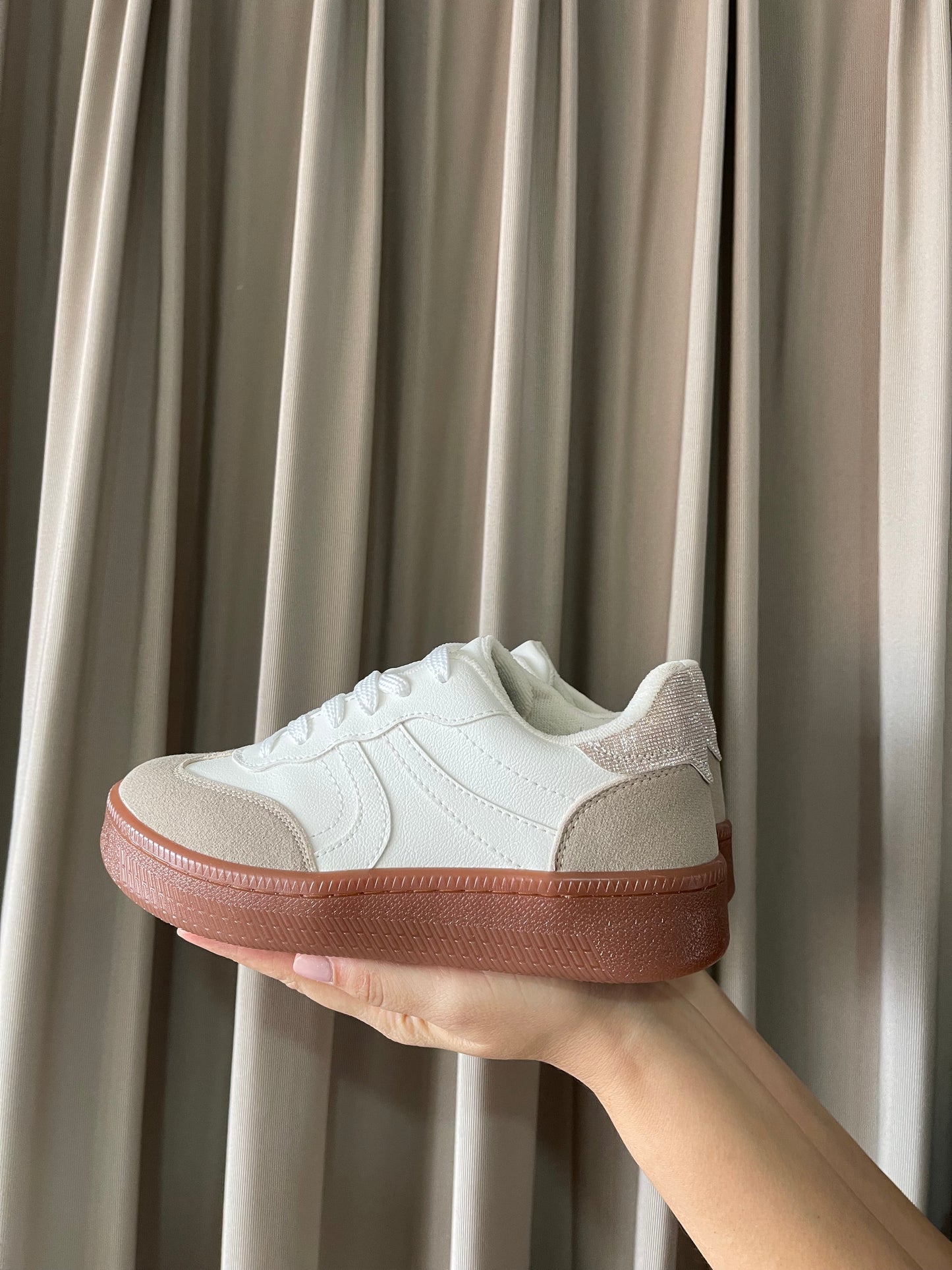 TENIS BALI MARFIL x CHAMPAGNE BRILLO x TIERRA 3CM-✩‧₊˚plantilla memory confort🧽